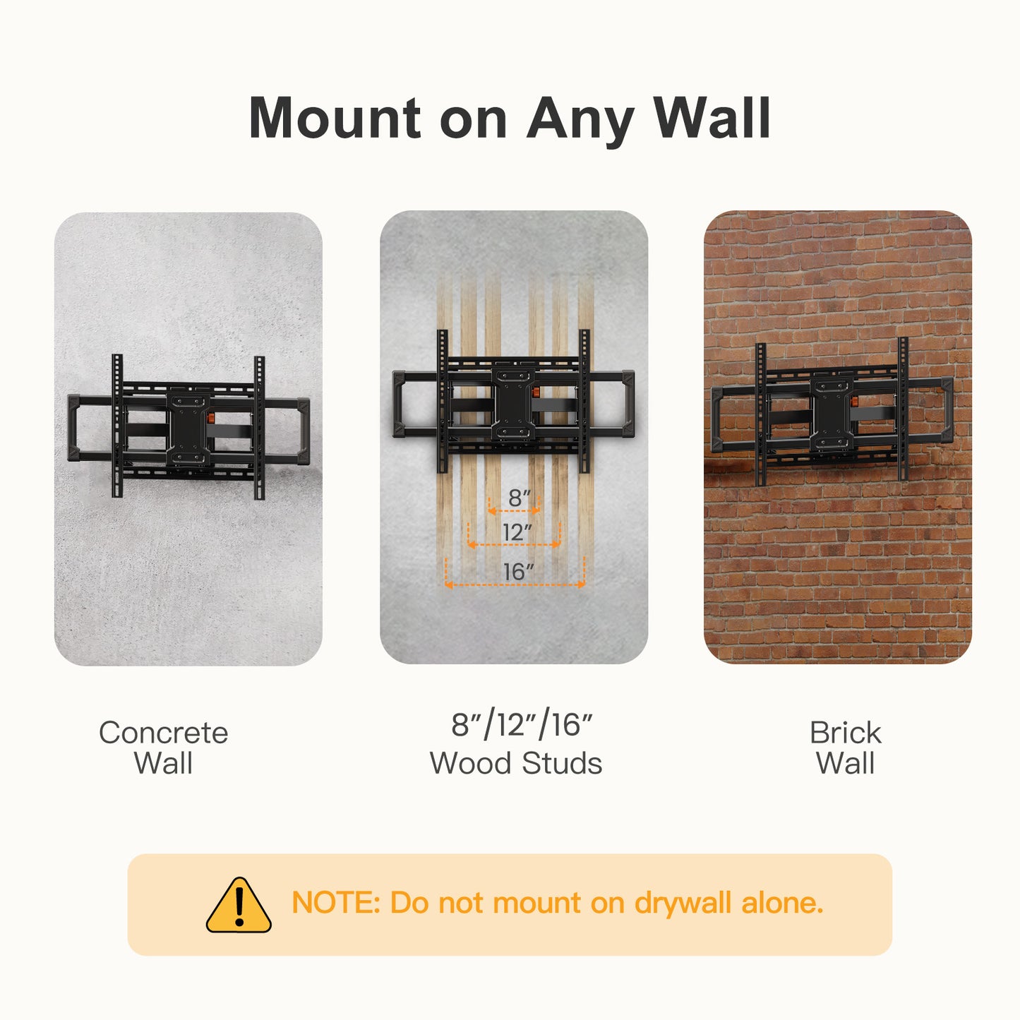 MountFTV Full Motion TV Wall Mount Bracket for Most 42-85 inch Curved TVs Lcd with Dual Articulating Arms, Swivel, Tilt, Max 600x400mm, Holds up to 132 lbs