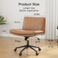 PU Armless Office Desk Chair with Wheels,PU Leather Cross Legged Wide Chair,Mid Back Adjustable Swivel Computer Task Chairs Vanity Chair for Home,Office(Brown) - Walmart.com