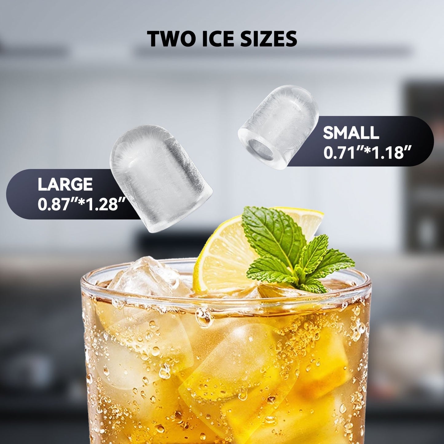 Portable Countertop Ice Maker with Handle, 2.5L Expanding Ice Basket, 26lbs in 24Hrs, 9 Ice Cubes Ready in 6 Mins, Auto-Cleaning Countertop Ice Machine for Home, Kitchen, Camping, RV, Black