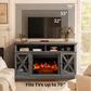 CHITOOMA Electric Fireplace TV Stand for 65 inch TVs Farmhouse TV Console with 23″ Fireplace, Gray