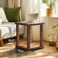 Waterproof End Table for Living Room, Easy Assembly Side Tables, Modern Bedside Nightstand, 2'' Tabletop Thickness, Vintage Brown