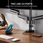 Triple Monitor Desk Mount Stand, Adjustable Gas Spring Arm Mount for 13 to 27 inch Computer Screens, Heavy-Duty VESA Compatible Triple Monitor Stand with USB, Each Arm Supports up to 17.6 lbs