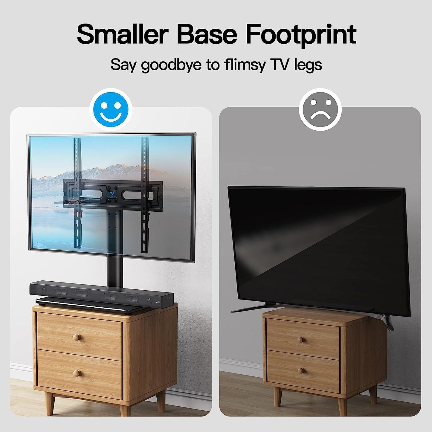 Universal TV Stand Table Top TV Base for 32 to 60 inch Flat Screen TVs Height Adjustable TV Mount Stand with Base, Holds up to 88lbs, Max 400x400mm