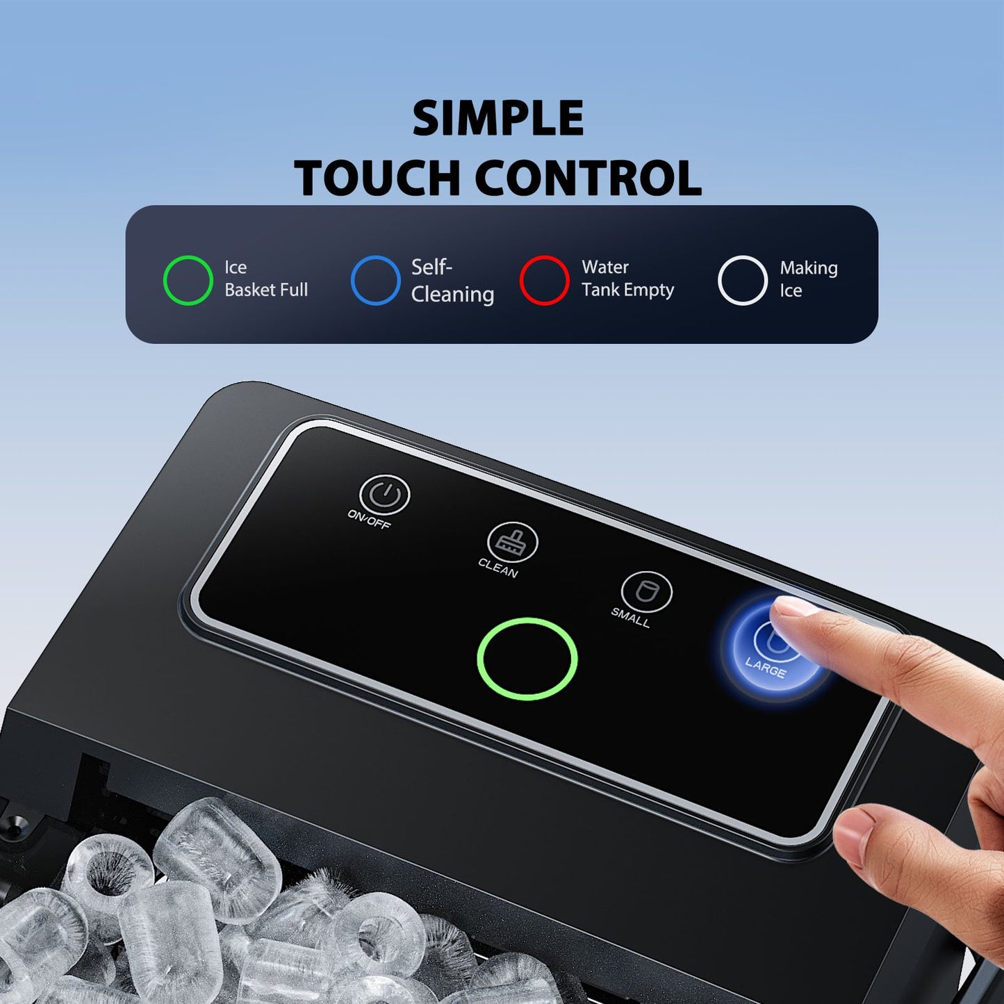 Portable Countertop Ice Maker with Handle, 2.5L Expanding Ice Basket, 26lbs in 24Hrs, 9 Ice Cubes Ready in 6 Mins, Auto-Cleaning Countertop Ice Machine for Home, Kitchen, Camping, RV, Black
