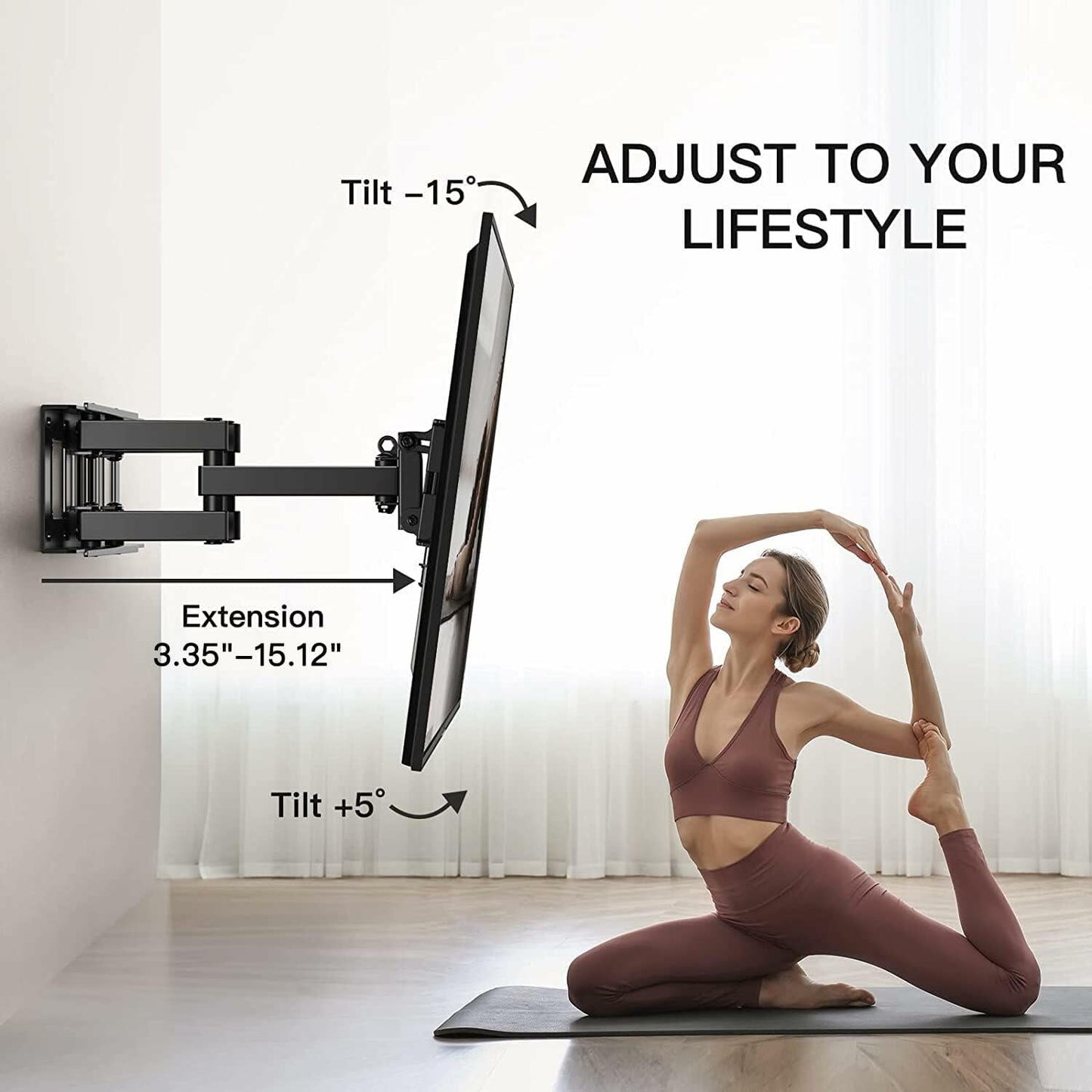 Full Motion Articulating TV Wall Mount Bracket Swivel Tilting, Fits 26-65 Inch Flat & Curved TVs, Holds up to 99lbs