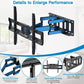 MountFTV Full Motion TV Wall Mount Bracket for 37-75 Inch LCD, QLED,OLED 4K Flat Curved TVs, Max 600x400mm,hold up to 132lbs