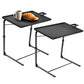 2 Pack Folding 6 Height & 3 Tilt Angles TV Tray Table Set Sofa Desk TV Dinner Tray for Home Office,Black