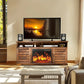 Electric Fireplace TV Stand for 70/65/60/55 Inch TVs, Farmhouse Entertainment Center with 23" Electric Fireplace with Storage, Adjustable Led Flame, Gray