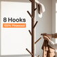 Coat Rack Stand with 3 Height Options and 8 Hooks Wooden Tall Freestanding Coat Rack for Home, Office, Entryway, Hallway