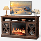 Electric Fireplace TV Stand for 70 inch TVs Farmhouse TV Console with 23″ Fireplace, Vintage Brown