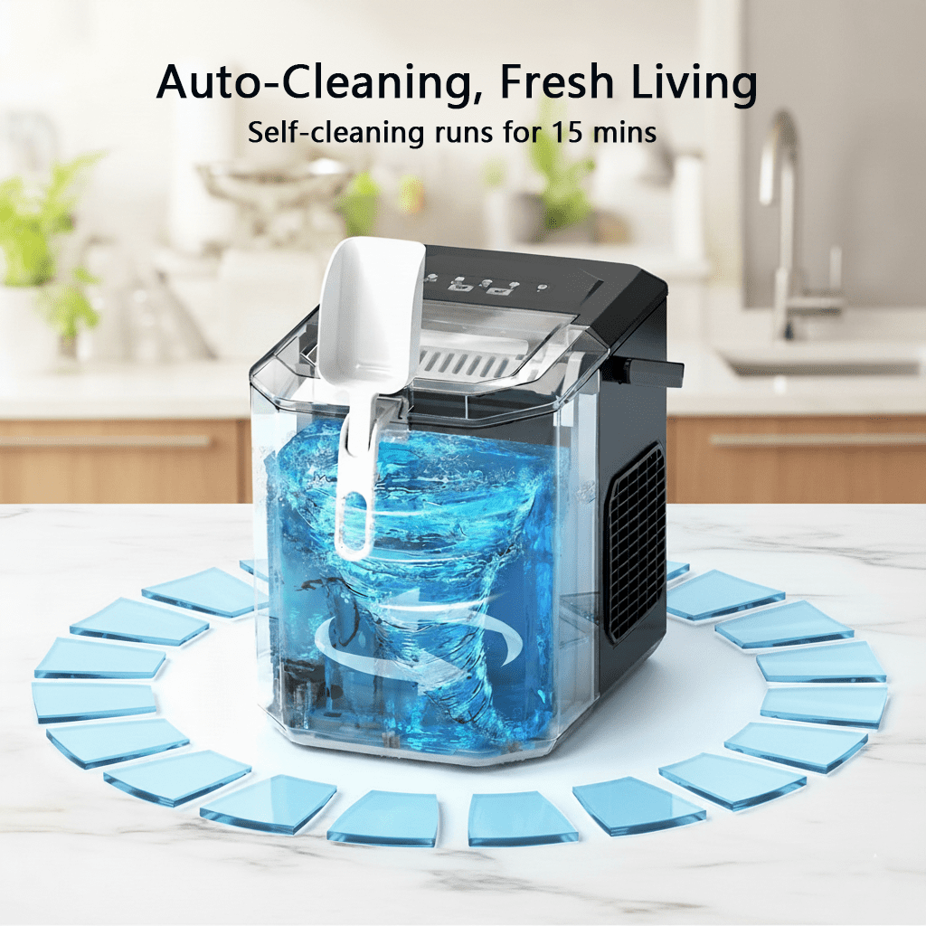 Philergo Ice Maker Countertop, 26lbs Per day, 9 Bullet Ice Cubes Ready in 6 Mins, Auto-Cleaning with Basket and Scoop  for Home/Kitchen/RV/Party/Travel, Stainless