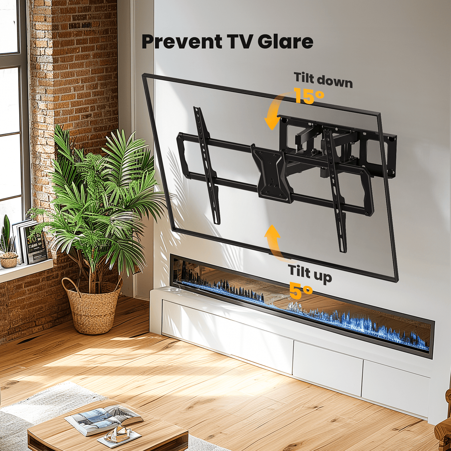MountFTV Full Motion TV Wall Mount Bracket for 37-75 inch LED LCD OLED Curved TVs Monitors, Dual Articulating Extension Arms Tilt Swivel TV Wall Mount , Max 600x400mm, Holds up to 100lbs