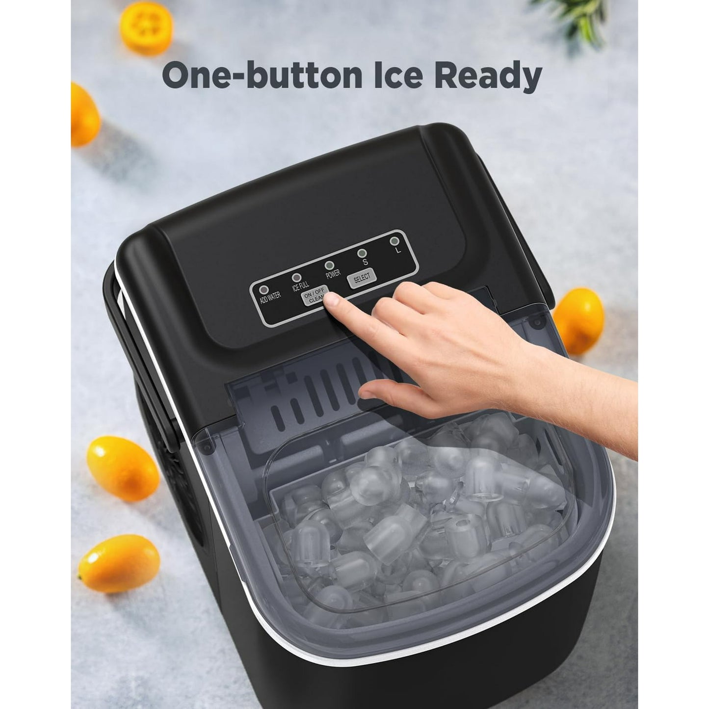 Philergo Portable Countertop Ice Maker, 26lbs/24Hrs Bullet Ice Machine Maker, 9 Cubes Ready in 6 Mins, Self-Cleaning Ice Machine with Ice Scoop and Basket, Black