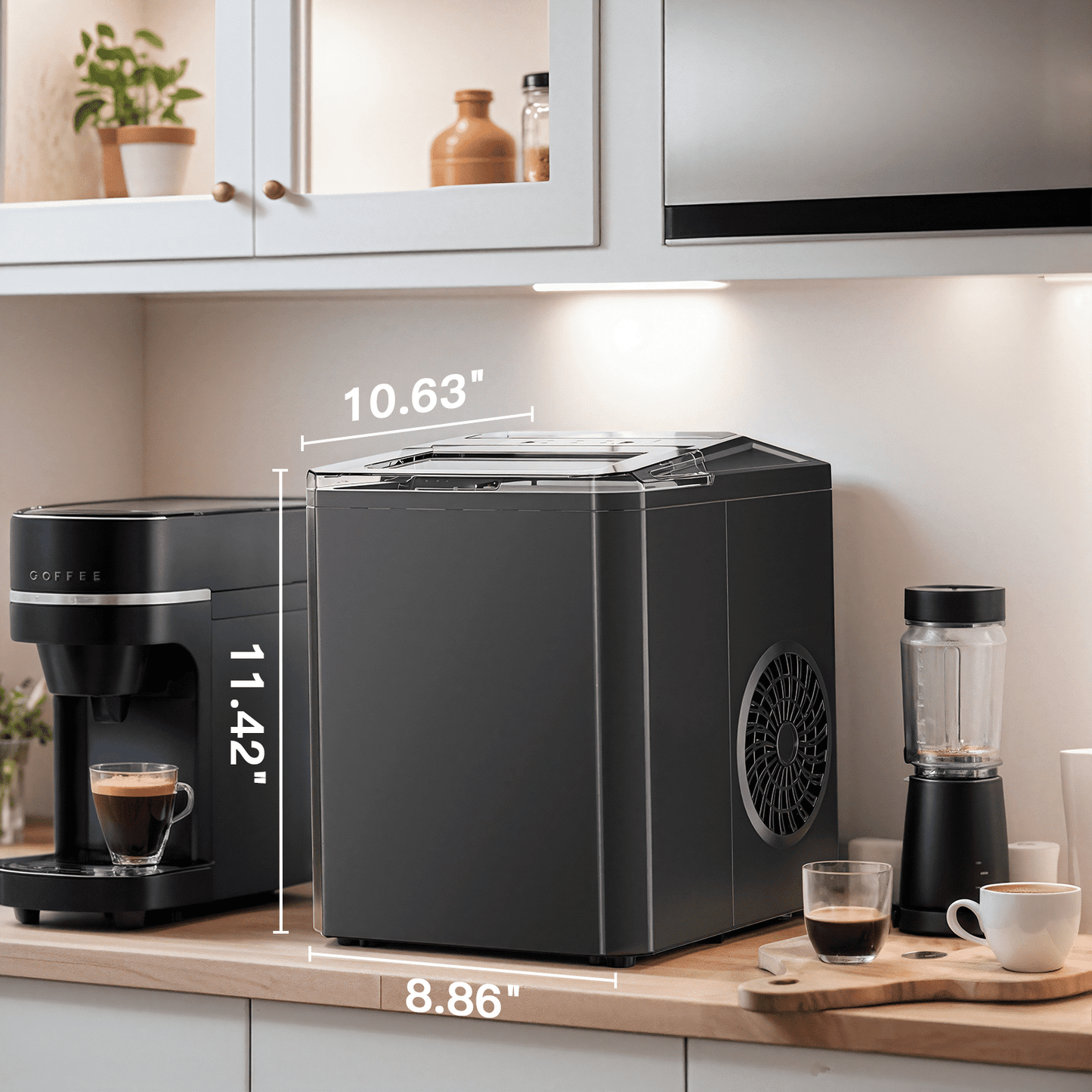 Philergo Countertop Ice Maker 26 lbs/24h 9 Cubes/6 Mins with Self-Cleaning Bullet Ice Maker for Home Office Bar Party