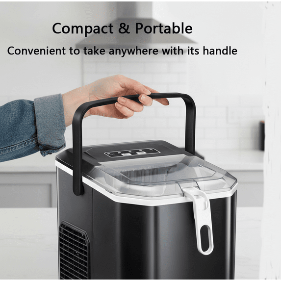 Philergo Ice Maker Countertop, 26lbs Per day, 9 Bullet Ice Cubes Ready in 6 Mins, Auto-Cleaning with Basket and Scoop  for Home/Kitchen/RV/Party/Travel, Stainless