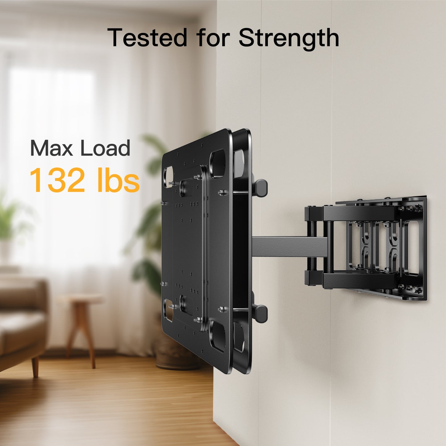TV Wall Mount Full Motion for Most 37-75 Inch LED LCD OLED Flat Curved Screen, Wall Bracket TV Mount with Articulating Arms Swivel Tilt Leveling Holds up to 132lbs Max 600x400mm