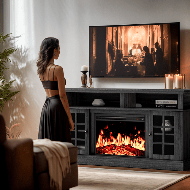 Electric Fireplace TV Stand for 70″ TVs with remote control Fireplace Entertainment Center TV Console Table with 23″ Fireplace, Holds up to 200 lbs - Walmart.com