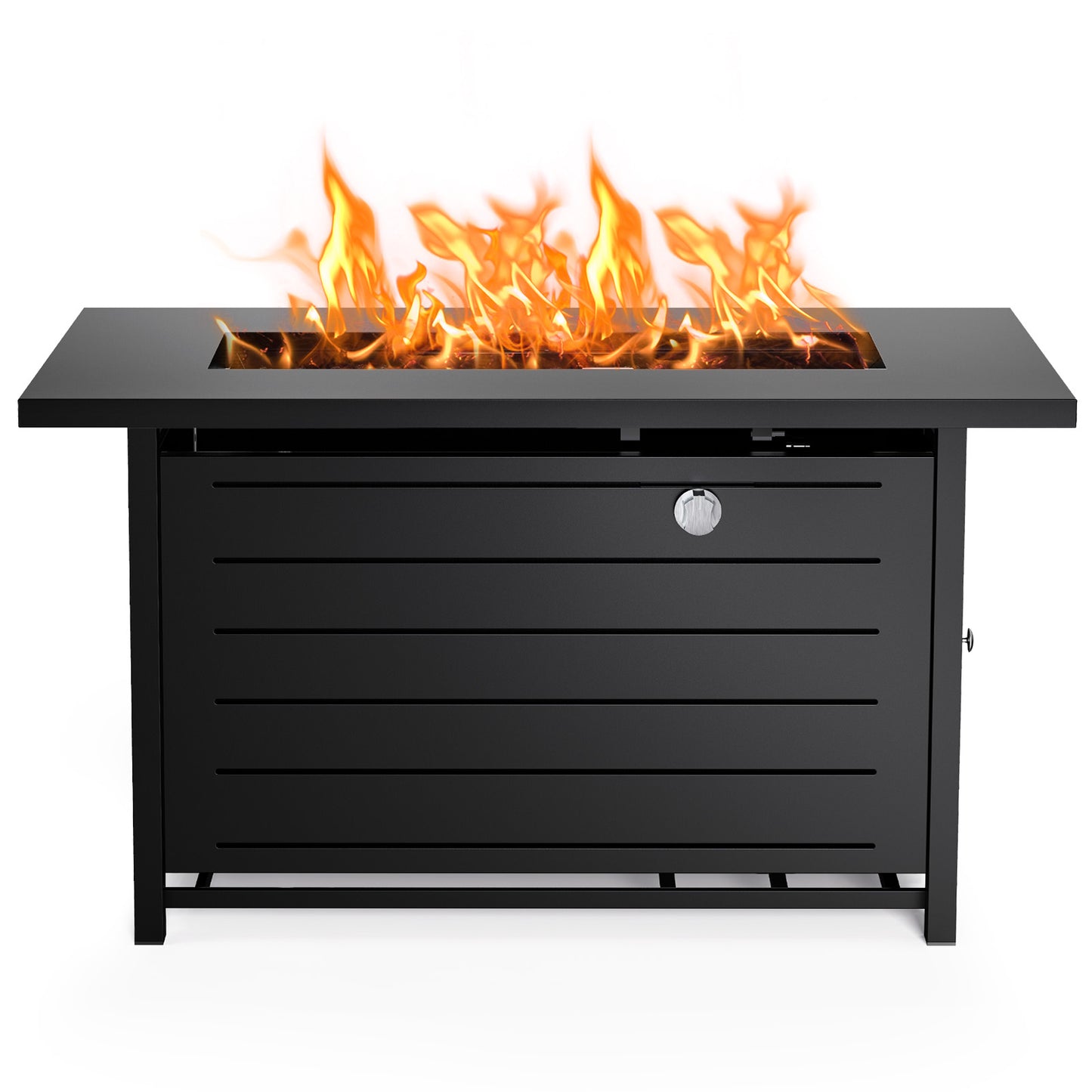 42" 2 in 1 Outdoor Propane Fire Pit Table with Lid,Lava Rock and 50,000 BTU for Patio Deck Garden Backyard Party