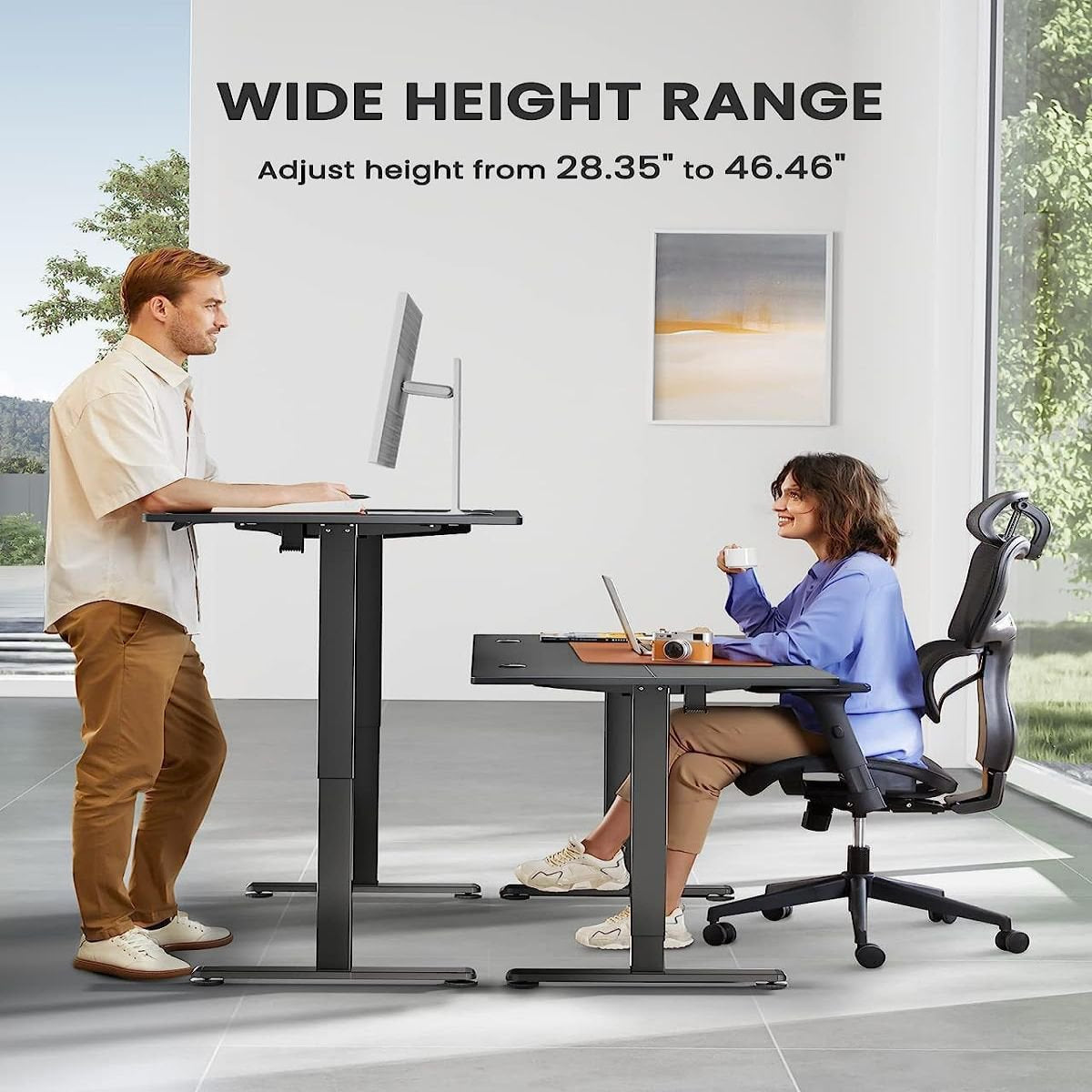 63 x 28 Inches Height Adjustable Electric Standing Desk, Sit Stand up Desk with 4 Memory PreSetting, Black