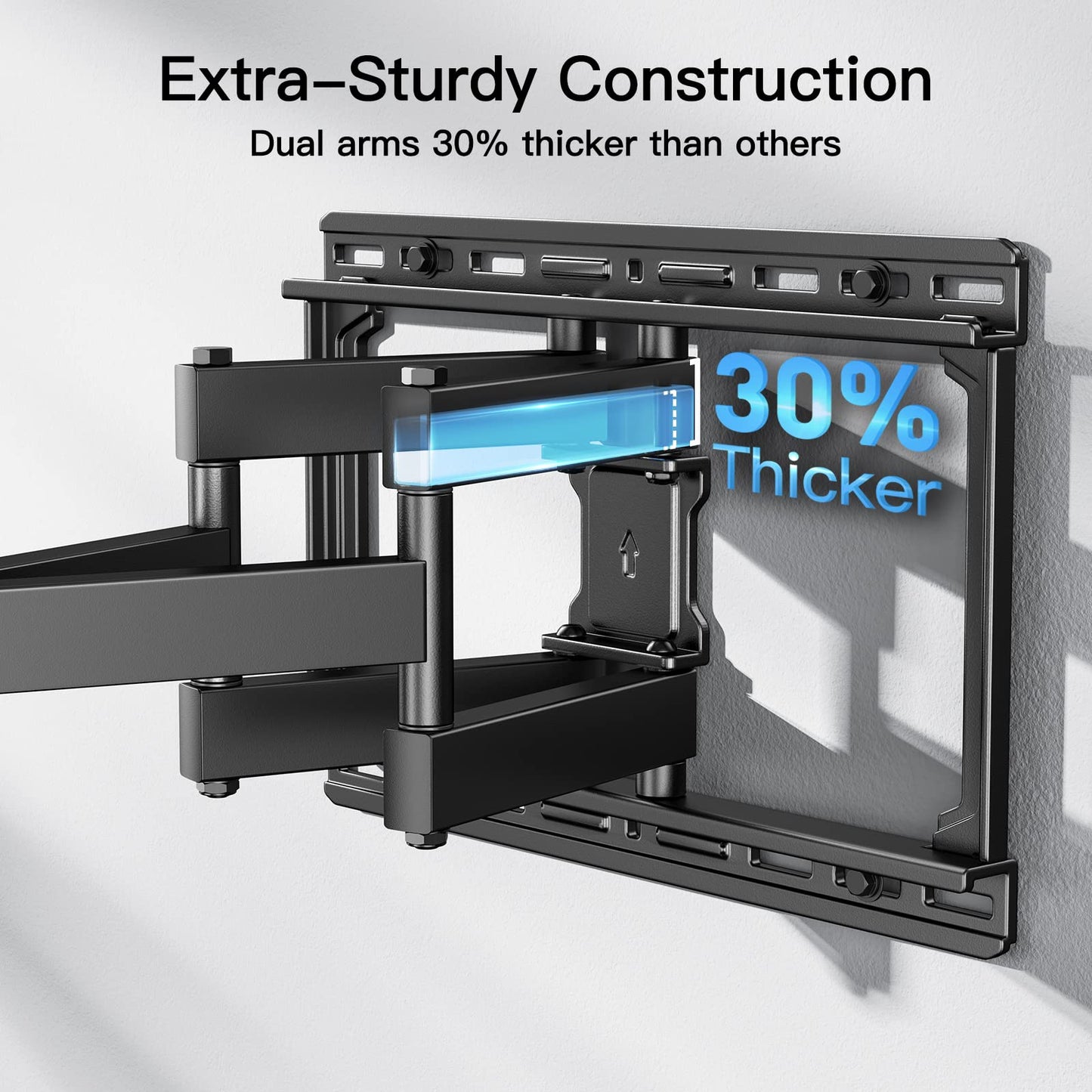 PERLESMITH Full Motion TV Wall Mount Bracket for 37-75" TVs with Swivel & Dual Articulating Extension Arms, Hold up to 100 lbs, Max 600x400mm