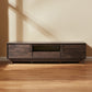 Mid-Century Modern Low Profile Entertainment TV Stand for 65/60/55 inch TV, Farmhouse Entertainment Center with 2 Fluted Door and Storage Living Room, Walnut