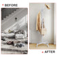 CHITOOMA 14 Hooks Coat Rack Stand Metal Storage Rack Floor Hat Clothing Display Stand, White