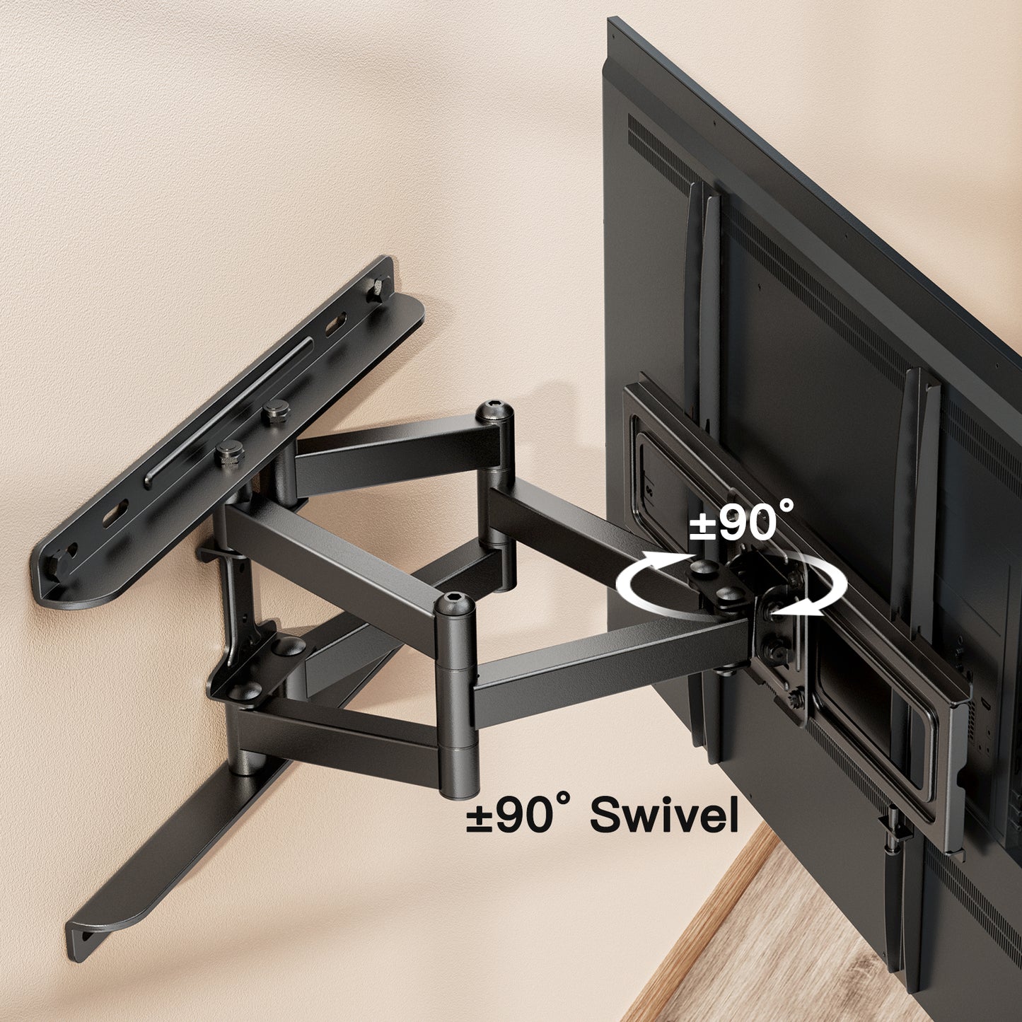 PERLESMITH Full Motion TV Wall Mount for 32-65” Flat Curved Screen TVs with Swivel, Tilt & Extension Max 400x400, Holds up to 99 lbs