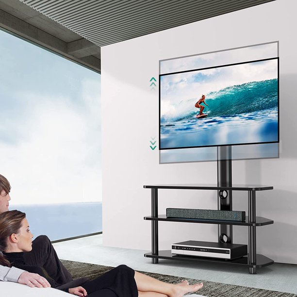 Swivel Floor TV Stand with 3 Storage Shelves for 32-65 inch TVs Height Adjustable Corner TV Stand w/Cable Management, Max 600x400mm, Hold up to 110lbs - Walmart.com