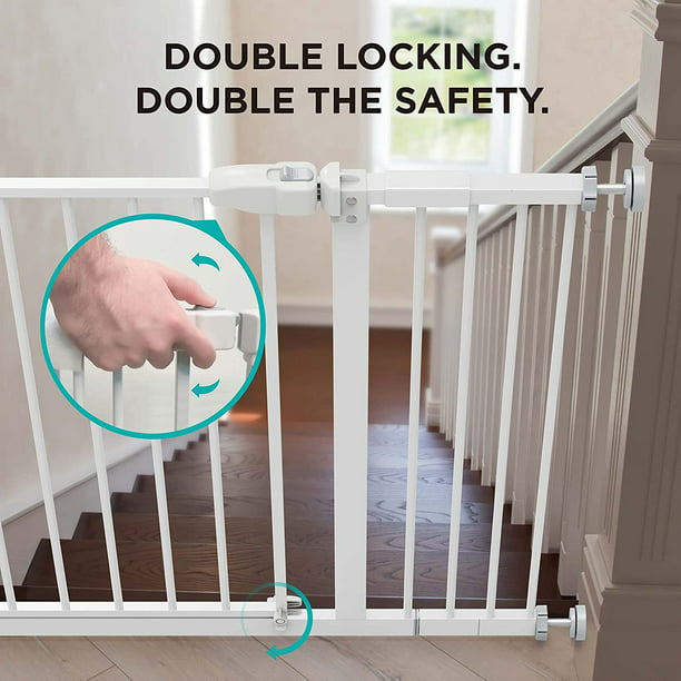 30" Height Baby Gate 29.1" to 47.6" Extra Wide Dog Gate with 2.8/5.5/8.3 Inch Extension kit for Stairs, Hallways, Bedrooms, White - Walmart.com
