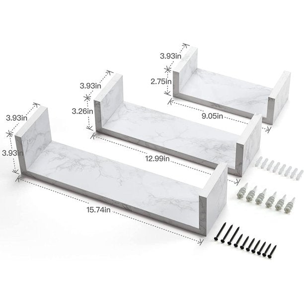 Myfurnideal 3 Sets Floating Shelves Wall Mounted U Shelf Storage Shelves for Bathroom, Bedroom, Living Room, Kitchen - Walmart.com