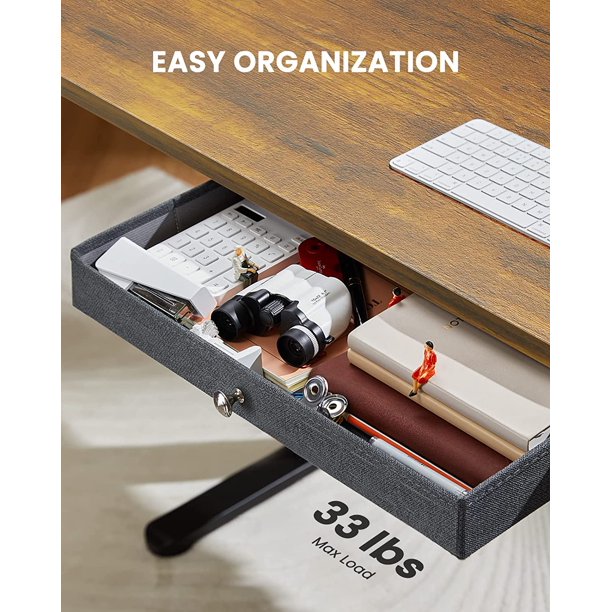 Electric Standing Desk with Drawer Height Adjustable Computer Stand Up Table for Home Office, 55x28 Inches, Vintage Brown - Walmart.com