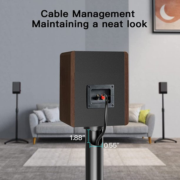 Height Adjustable Speaker Stands with Cable Management for Satellite Speakers and Small Bookshelf Speakers, Hold up to 8lbs - Walmart.com