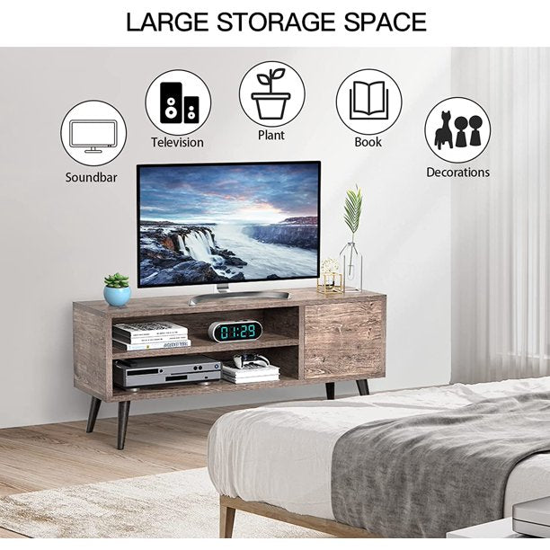 TV Console Table with Storage for 55 inch TV Retro Wood TV Stand & Entertainment Center for Living Room Bedroom - Walmart.com