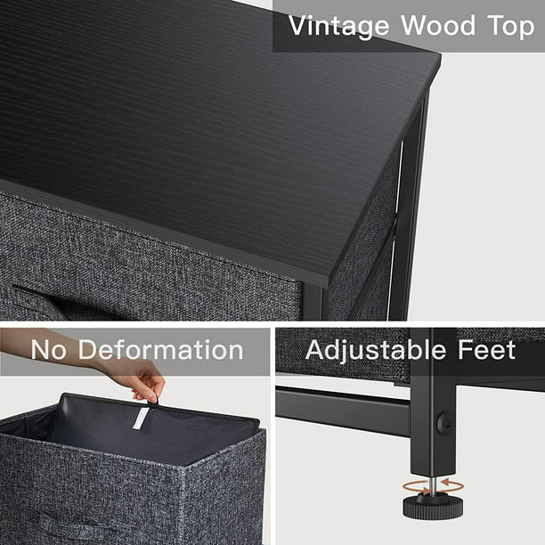 5 Drawer Dresser Fabric Storage Tower with Wood Top Organizer Unit for Closet, Hallway, Entryway, Nursery Room, Bedroom, Living Room - Walmart.com