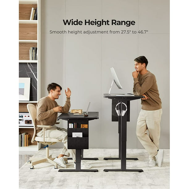 Electric Standing Desk with Storage Bag 40" x 24" Height Adjustable Computer Stand Up Table for Home Office, Black - Walmart.com