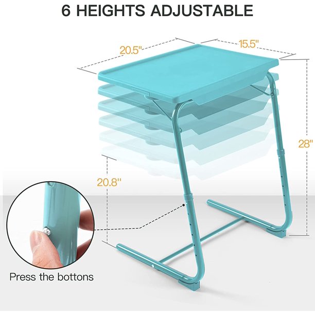 Myfurnideal Adjustable TV Tray Table with 6 Height & 3 Tilt Angle Folding TV Dinner Tray for Home, Office - Walmart.com