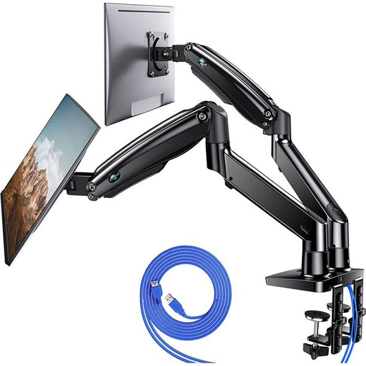Myfurnideal Dual Monitor Stand for 13 to 35 inch Screen Height Adjustable Dual Monitor Mount with USB, Each Arm Hold up to 26.4lbs - Walmart.com