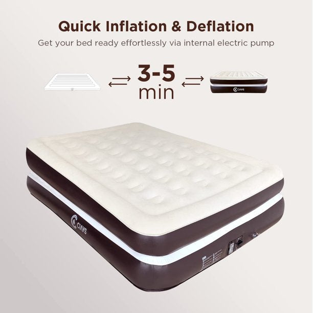 16" King Air Mattress with Built-in Pump and Carrying Bag, Brown - Walmart.com