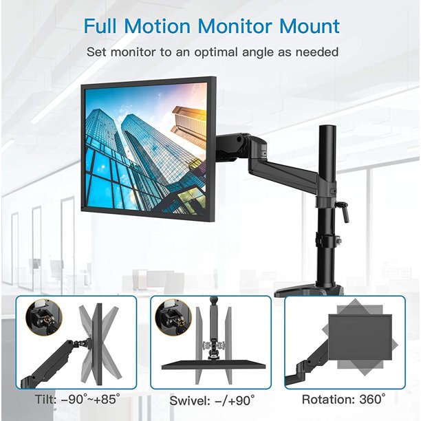 Myfurnideal Single Monitor Mount for 17-32 Inch Screen Adjustable Monitor Stand with Articulating Gas Spring Arm, Holds up to 17.6lbs - Walmart.com