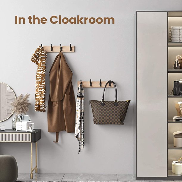 Myfurnideal 2 Packs Coat Rack Wall Mount Hooks Coat Hat Hanger for Wall Organized and Storage in Living Room, Bedroom, Light Brown - Walmart.com