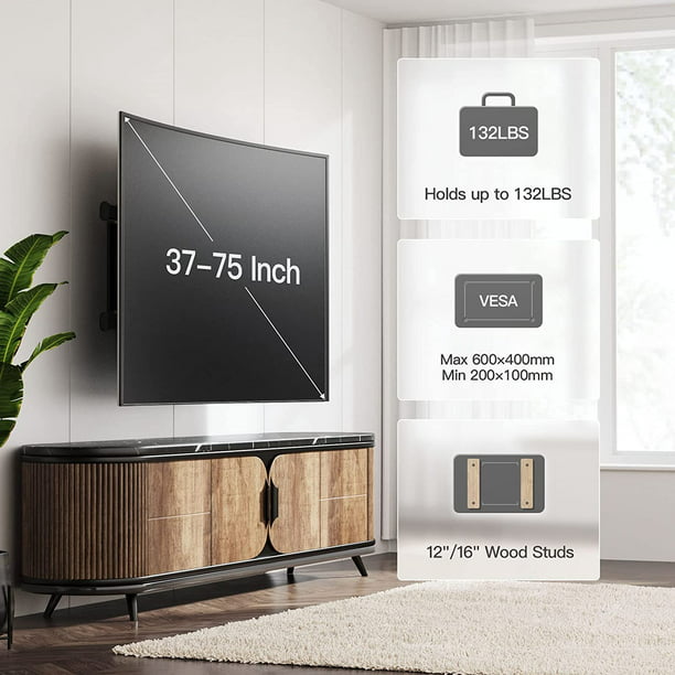 Full Motion TV Wall Mount for Most 37-75 Inch Flat Wall Bracket TV Mount with Articulating Arms, Holds up to 132lbs, Max 600x400mm - Walmart.com