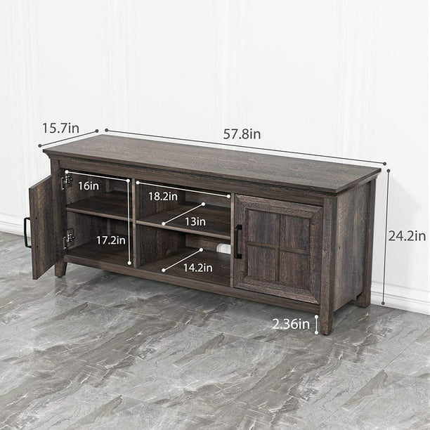 Farmhouse TV Stand for 65 Inch TVs Wood Media TV Table with Adjustable Storage Cabinet, Brown - Walmart.com