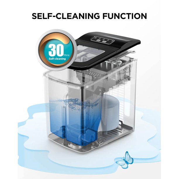Ice Maker Machine for Countertop W/ 2 Sizes Bullet-Shaped Ice, 9pcs/6min, 26lbs/24h, Self-Cleaning, W/Scoop & Basket for Home, Kitchen, Office, Bar (Black) - Walmart.com