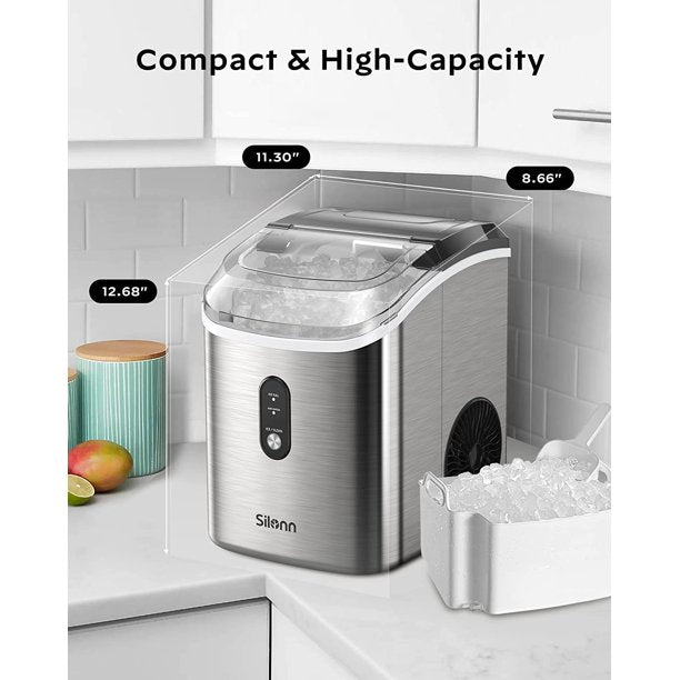 Nugget Ice Makers Portable Countertop, 33lbs/24H, Self-Cleaning, w/Scoop & Basket for Home, Kitchen, Office, Bar, Party, Silver - Walmart.com