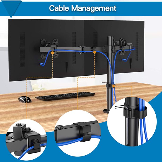 Myfurnideal Dual Monitor Stand for 17-32 inch LCD Screen Adjustable Monitor Mount with Swivel and Tilt, Hold up to 26lbs - Walmart.com