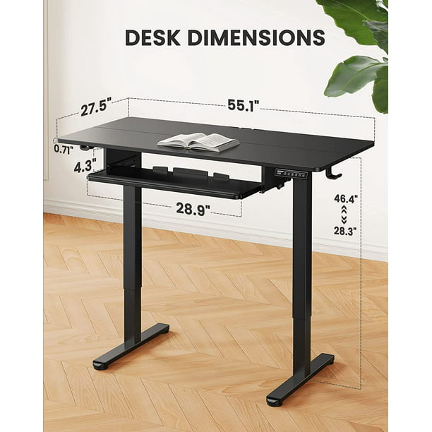 Electric Standing Desk with Keyboard Tray 55 x 28 Inches Height Adjustable Sit Stand up Desk Memory Computer Home Office Desk - Walmart.com