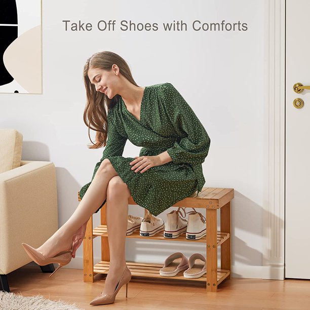 Bamboo 3-Tier Shoe Rack Bench Sturdy Shoe Organizer for Entryway Bedroom Living Room Balcony, Hold up to 300lbs - Walmart.com