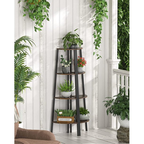 Myfurnideal 4 Tier Corner Shelf Standing Corner Display Rack for Bedroom, Living Room, Office, Kitchen, Rustic Brown - Walmart.com