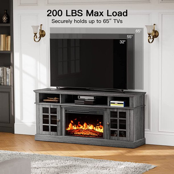 Fireplace TV Stand for 65 inch TV Fireplace Entertainment Center with Adjustable Shelves TV Console Table for Living Room Bedroom - Walmart.com