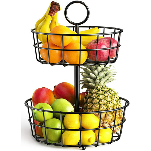 Myfurnideal Fruit Basket Holder 2-Tier Countertop Detachable Fruit Basket Bowl Stand Vegetable Organizer for Kitchen Counter, Dining Room Countertop, Black - Walmart.com
